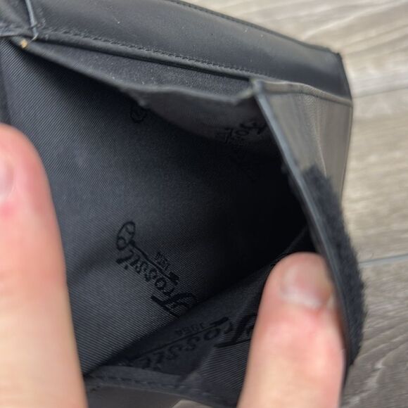 Fossil Black Avenue Croc-Embossed Leather Snap Open Tri-Fold Clutch Wallet - Picture 10 of 14